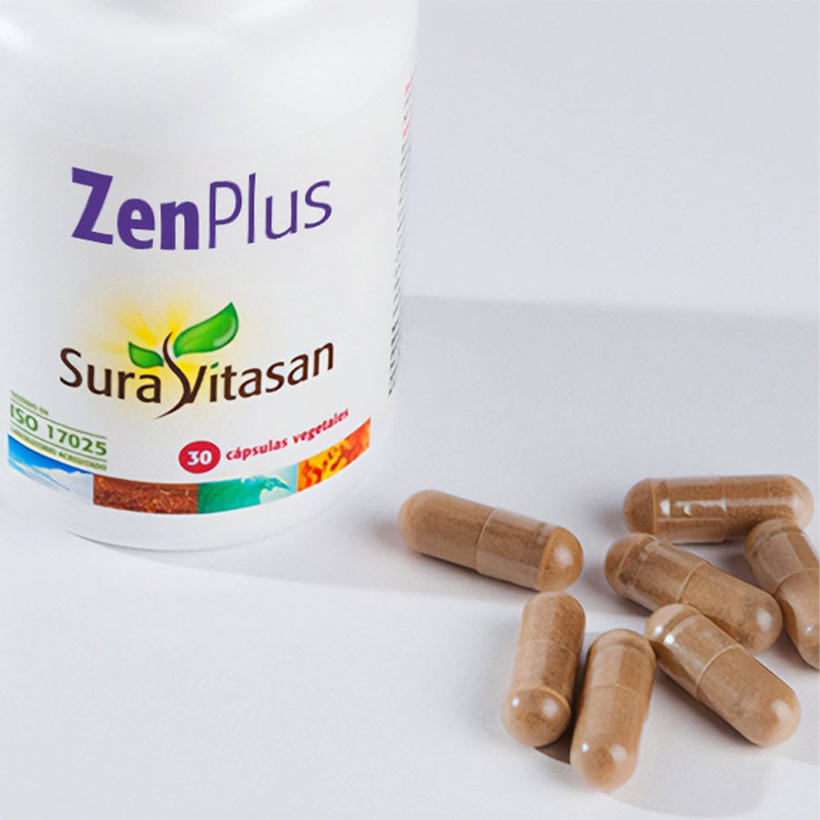 Zen Plus Sura Vitasan em cápsulas para apoio do relaxamento e equilíbrio emocional