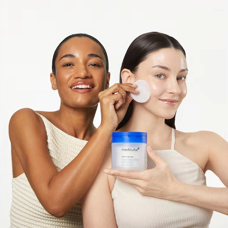 Zero Pore Pad Medicube, discos esfoliantes faciais com AHA e BHA em embalagem de 155 g.