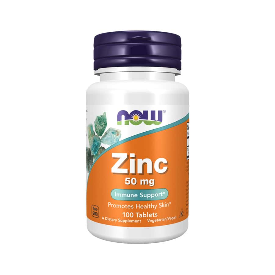 Gluconato de zinco 50mg Now Foods em comprimidos para suporte do sistema imunitário