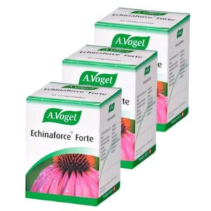 Caja de Echinaforce Forte Pack, un suplemento de Echinacea purpurea para reforzar el sistema inmunitario, que contiene 30 comprimidos.