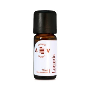 Frasco de 10 ml de aceite esencial de naranja Aromas do Valado, un producto 100% puro y natural, ideal para aromaterapia, relajación y revitalización.