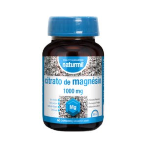 Frasco do Citrato de Magnésio 200mg com 60 comprimidos da Naturmil, suplemento para suporte muscular, ósseo e neurológico.
