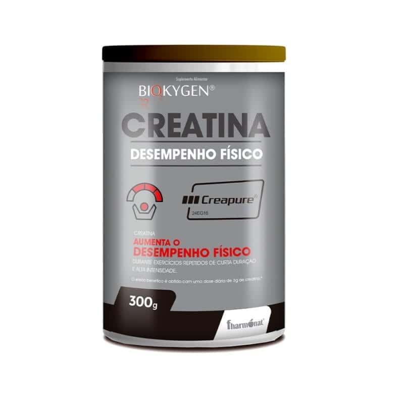 Creatina Creapure 300gr Envase Biokygen, en blanco y azul, ideal para mejorar el rendimiento físico y aumentar la fuerza muscular.