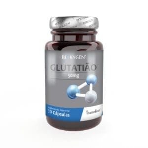 Envase para Glutatión 50mg 30 Cápsulas Biokygen, en blanco y verde, ideal para la protección antioxidante y el apoyo al sistema inmunitario.