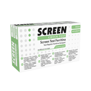 Envase para el kit Ferritin Self-Test 1 de Screen Pharma, una prueba rápida para evaluar los niveles de ferritina en la sangre.