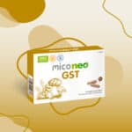 Frasco do Mico Neo GST com 60 cápsulas da NeoVital Health, suplemento com cogumelos medicinais para suporte gastrointestinal.