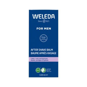 Frasco do Bálsamo Pós Barbear Homem 100ml da Weleda, cuidado calmante e refrescante para após o barbear.