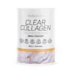 Embalagem do Clear Collagen Professional Drink Powder 350g sabor manga da Biotech USA, suplemento de colagénio hidrolisado em pó.