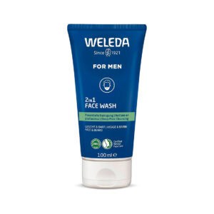 Bisnaga do Gel de Limpeza 2 em 1 Homem 100ml da Weleda, cuidado facial que limpa e purifica a pele masculina.