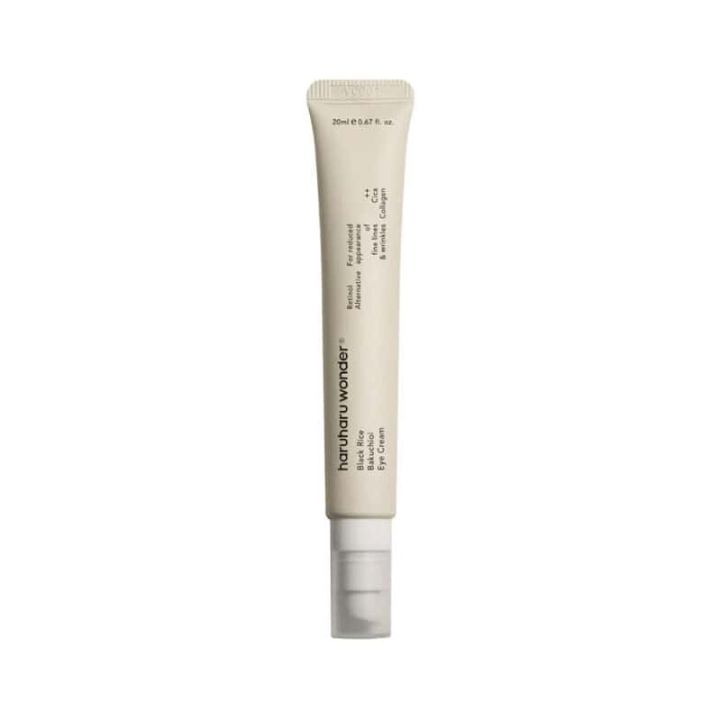 Tubo do Creme de Olhos Bakuchiol Black Rice 20ml da Haruharu Wonder, cuidado suave e eficaz para a zona do contorno ocular.