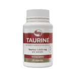 Frasco de suplemento Taurine da Vitafor com 30 cápsulas, indicado para suporte à função muscular e desempenho físico.