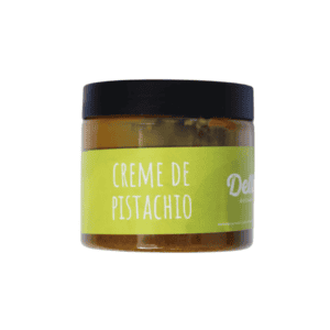 Creme de pistáchio Dellium em frasco de 150 gramas, textura cremosa e cor verde suave, ideal para sobremesas, recheios ou consumo direto.