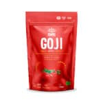 Bagas Goji Bio Iswari em embalagem de 125g, frutos vermelhos desidratados ricos em antioxidantes, ideais para snacks saudáveis ou para adicionar a cereais, iogurtes e receitas.
